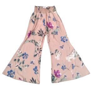 Peach Love Boho floral lightweight pants size medium flare flowy chic fairycore